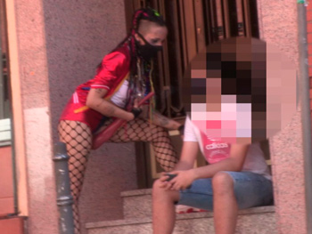 'I'm Harley Quinn, will you get your bat inside of me???' Baby Rasta gets the Madrid 'hoods hot
